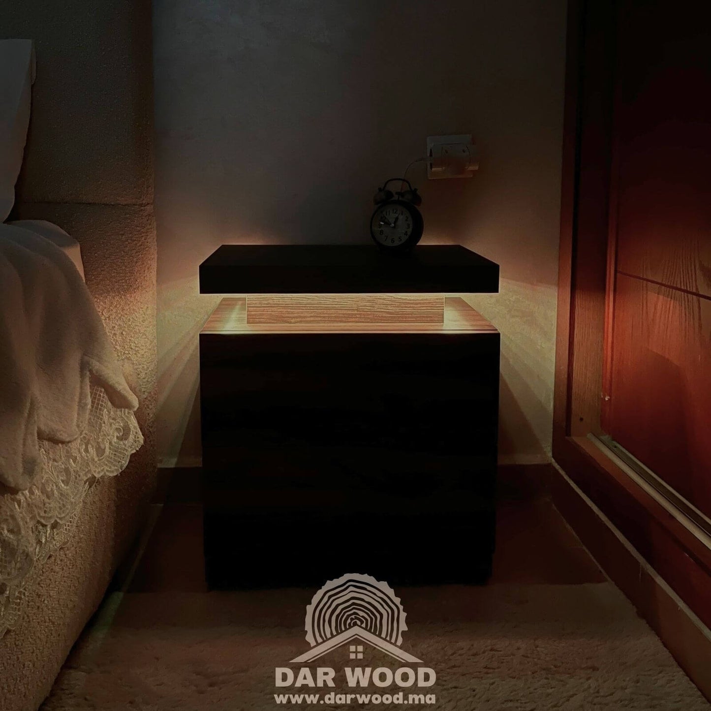 Table de Chevet,Table de Nuit, Table de Chevet led, Table de Nuit led, Darwood